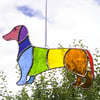 Stained Glass Rainbow Dachshund Hanging