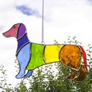 Stained Glass Rainbow Dachshund Hanging