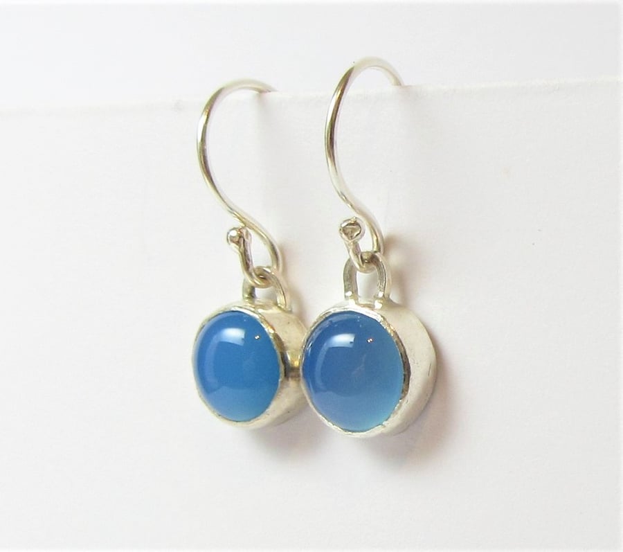 Blue Onyx Earrings - dangle earrings made with recycled sterling silver