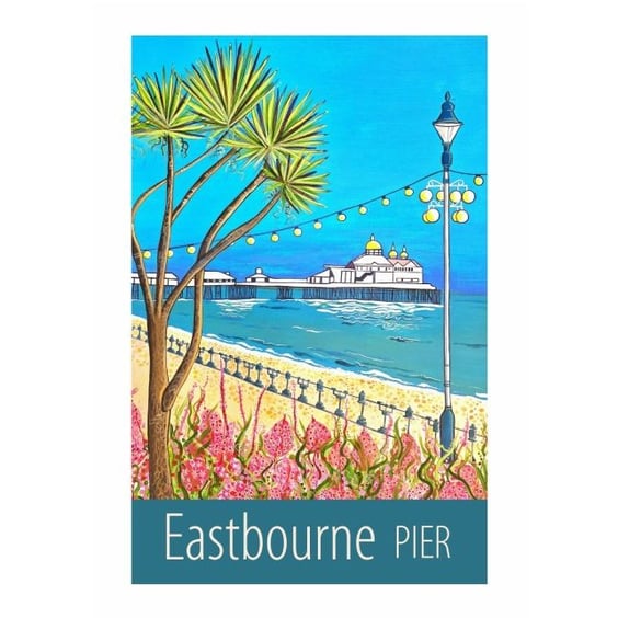 Eastbourne Pier travel poster print by Susie West
