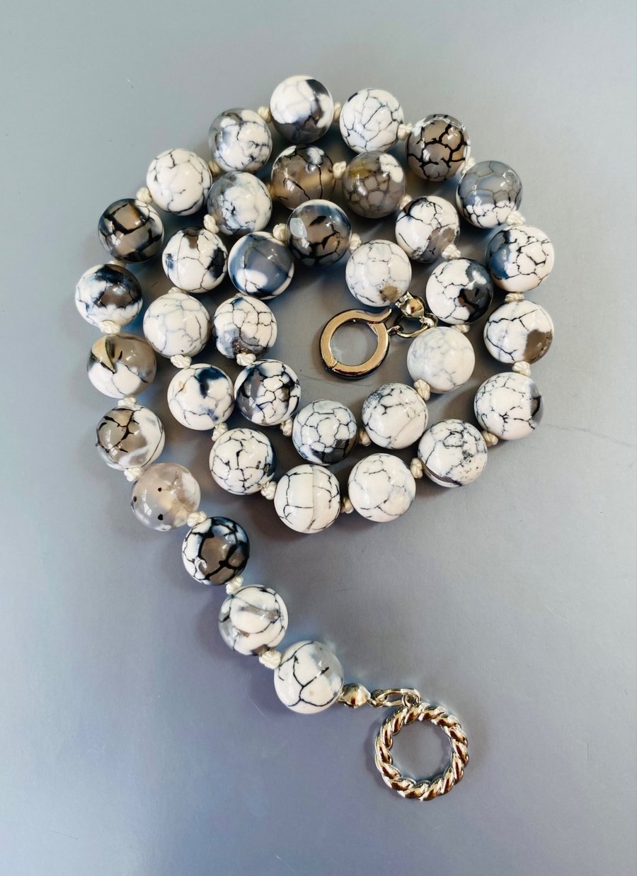 Hand made fire  agate beaded necklace 