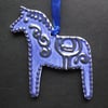 Blue ceramic folk horse decoration