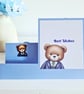"Good Luck In Your New Job" Blue Handmade Stepper Card With Teddy Bear In Suit - Image 2