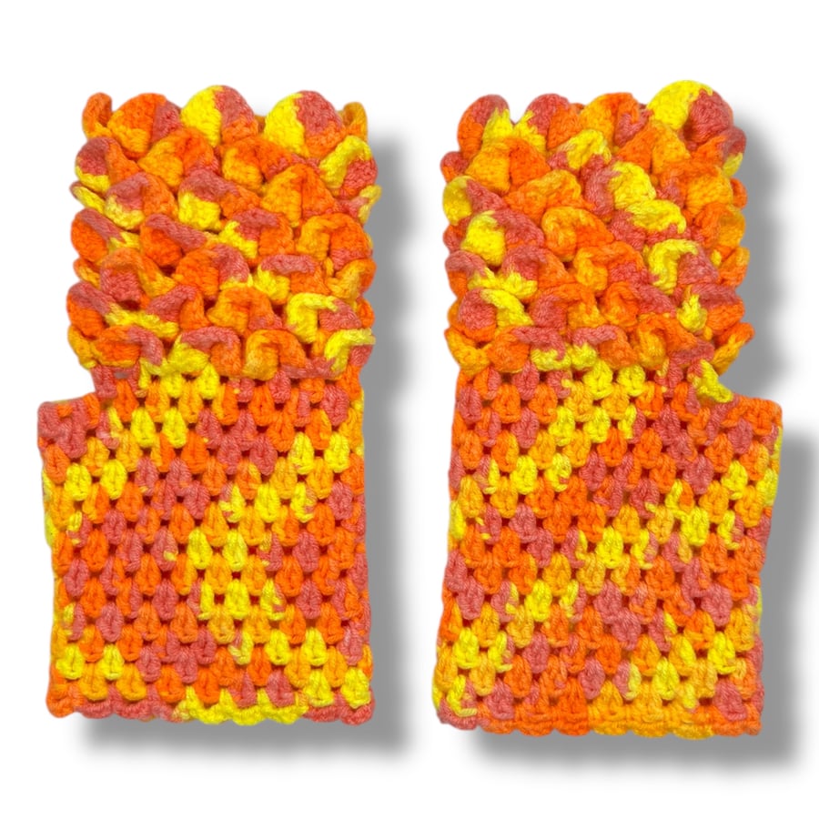 Crocheted Fingerless Dragon Scale Gloves