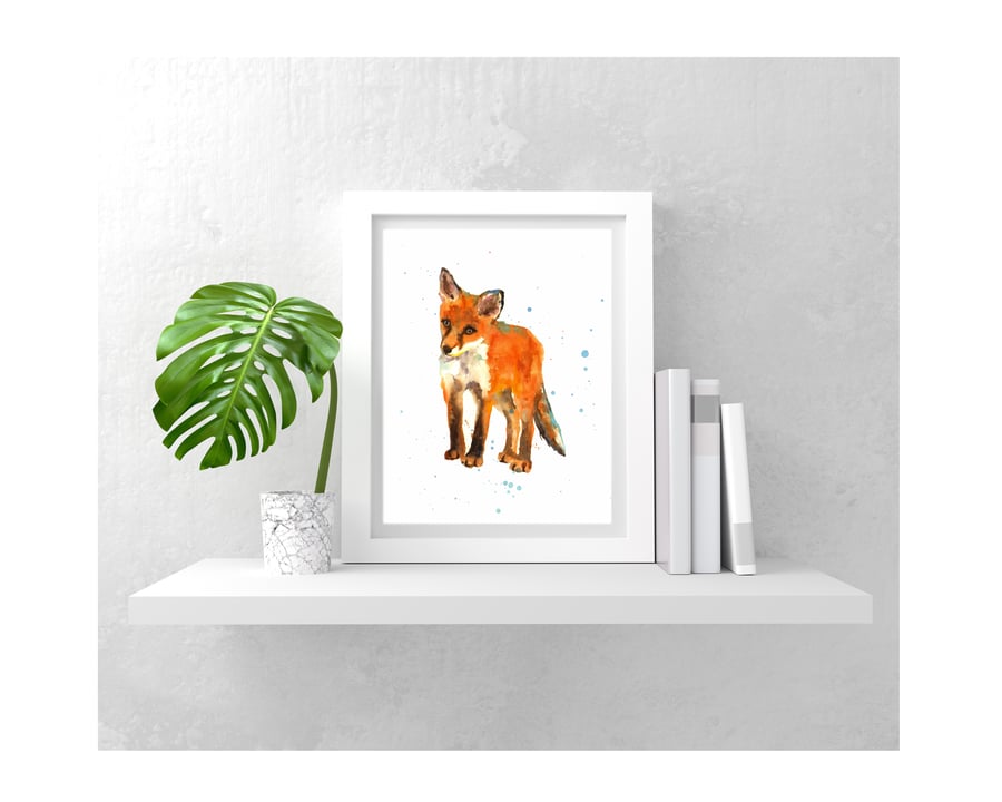 Baby FOX WATERCOLOUR ART print - ready to frame
