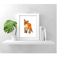 Baby FOX WATERCOLOUR ART print - ready to frame