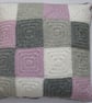  CUSHION cover  ' Serenity' .100% superwash  wool . Grey, pink, white . - Image 3