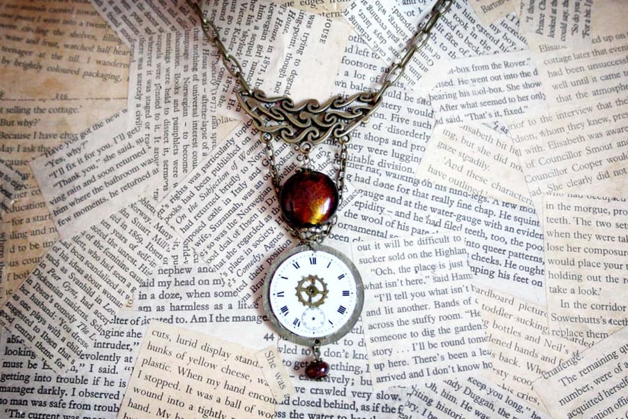 Steampunk Inspired Watch Face Statement Necklace