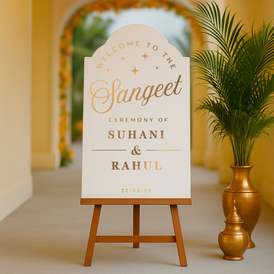 Sangeet Night Welcome Sticker - Stars: Personalised Indian Wedding