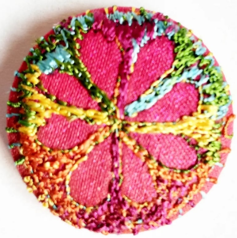 Buttons 1 inch button Hand Dyed Silks and Cottons Free Machine Embroidery Button