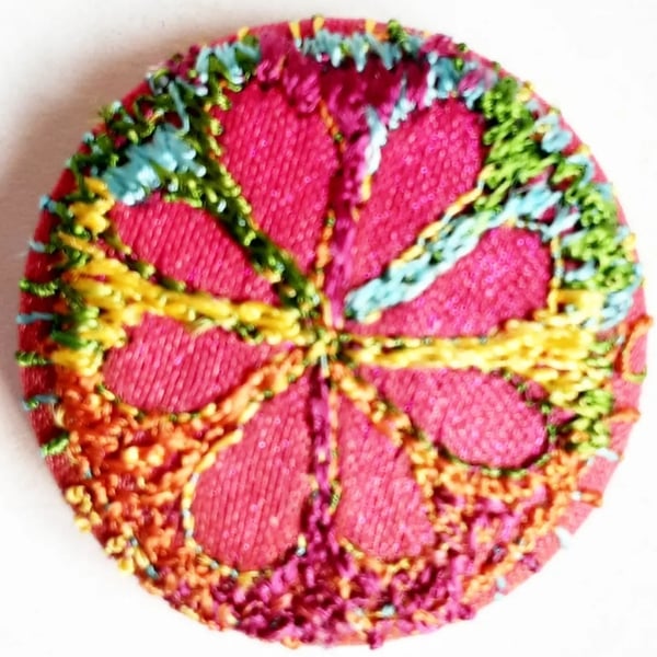Buttons 1 inch button Hand Dyed Silks and Cottons Free Machine Embroidery Button