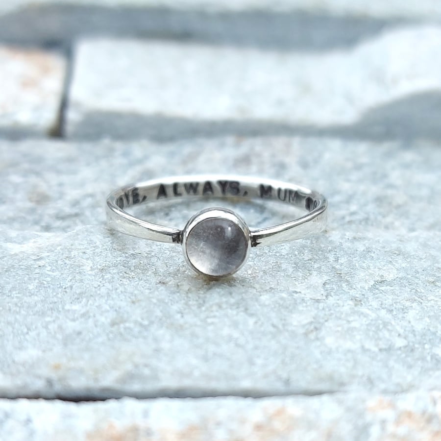 Highland Clear Quartz Personalised Handmade Scottish Ring Oxidised Silver