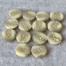 DESTASH: 14 Vintage Cream-Brown Aran Swirl 20mm 4-Hole Plastic Buttons