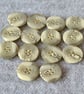 DESTASH: 14 Vintage Cream-Brown Aran Swirl 20mm 4-Hole Plastic Buttons