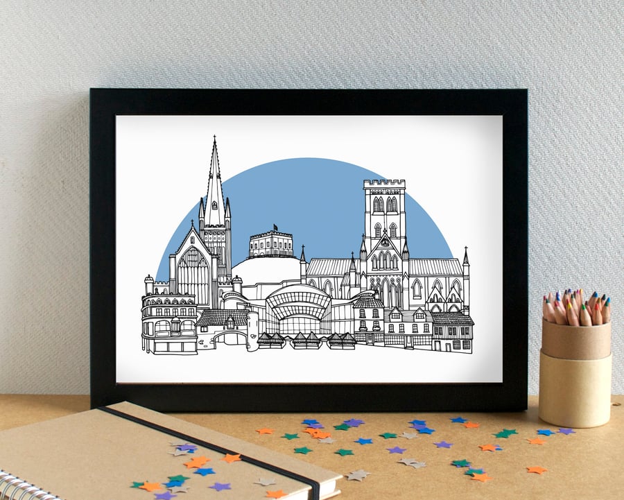 Norwich Skyline Art Print