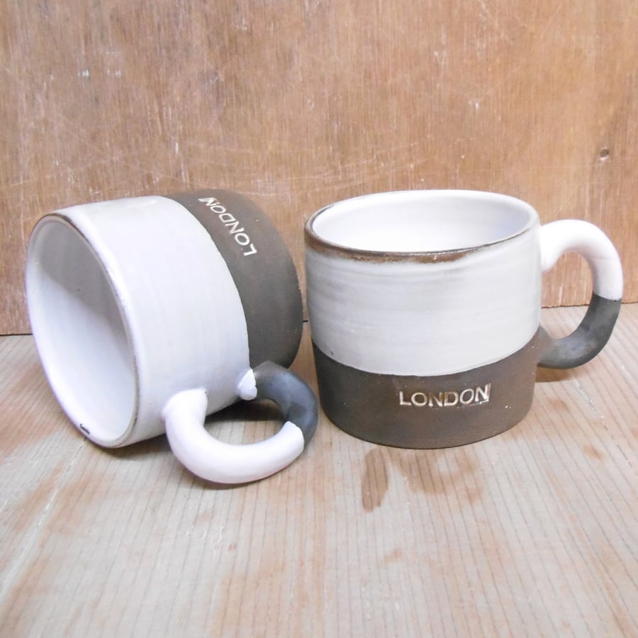 Mug Black and white London Ceramic mugs.