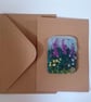 ,FOXGLOVE MEADOW, handmade, original, needle felted A6 blank greetings card 