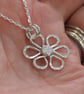 Recycled silver daisy pendant necklace, silver flower jewellery