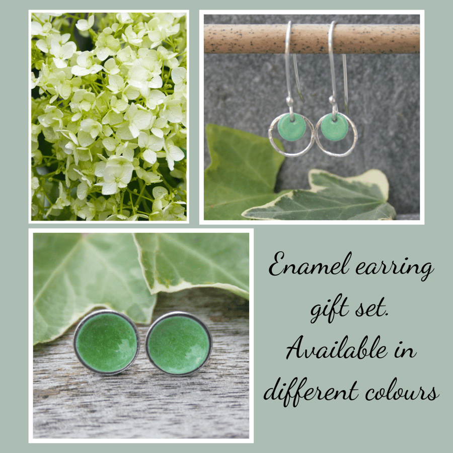 Beautiful bundle - sterling silver and enamel earring set