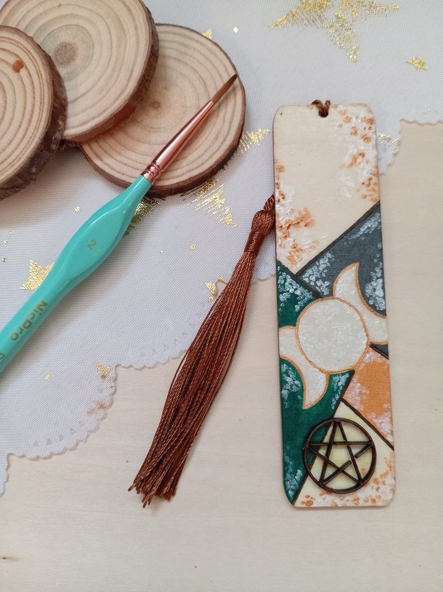 Wooden triple moon bookmark 