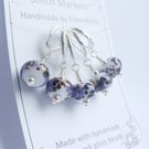 Lampwork Stitch Markers - Purple Alien