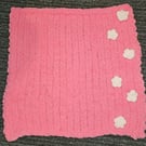 Chunky Knit Baby Blanket Plush Floral Pink Chenille Handmade Nursery Blanket