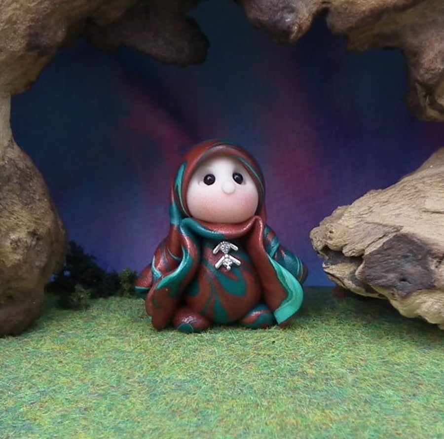 Tiny Woodland Gnome 'Dusk' 1.5" OOAK Sculpt by Ann Galvin