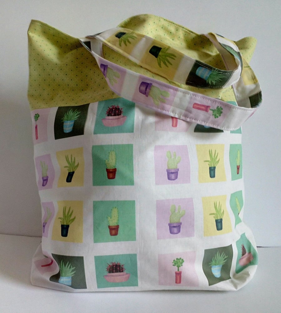 Tote bag, Fabric shopping bag, cloth bag, cotton bag, cactus design, tote, bag