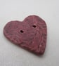 Medium Damson Purple Leaf Sprig Texture Heart Shaped Ceramic Button - Image 2