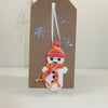 Reserved for Liz Snowman Decoration Card (Orange)