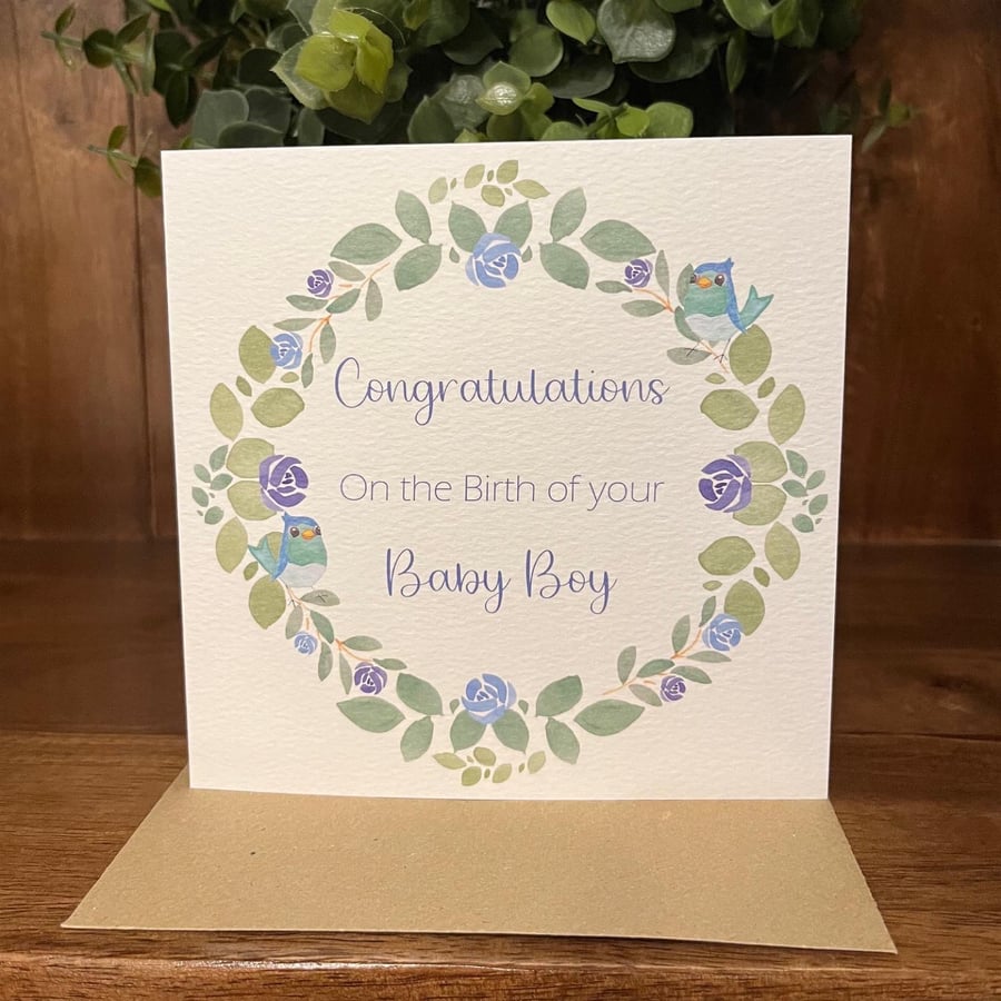New Arrival Card - Congratulations on the Birth of your Baby Boy