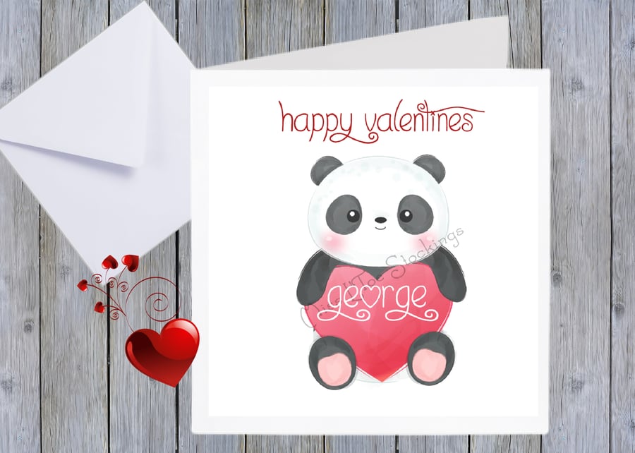 Personalised Cute Panda Valentine's Card: Add Your Name & Message