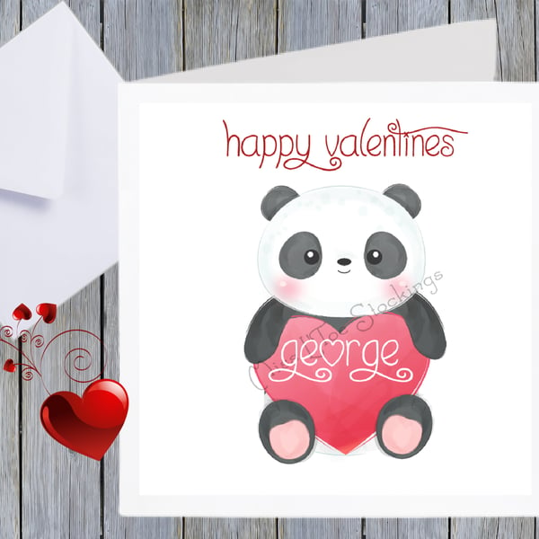 Personalised Cute Panda Valentine's Card: Add Your Name & Message