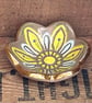 Tiny flower dish yellow and green with gold lustre