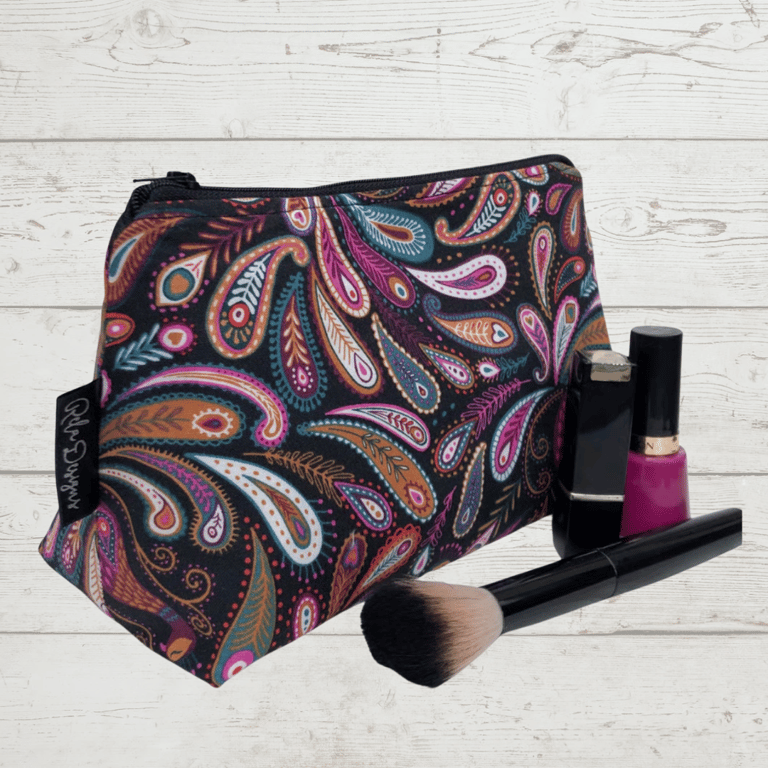 Makeup bag, colourful paidley print 