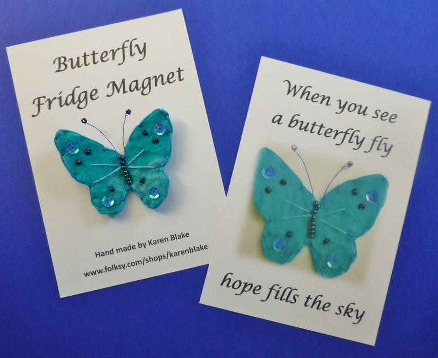 Butterfly fridge magnet 'Turquoise'