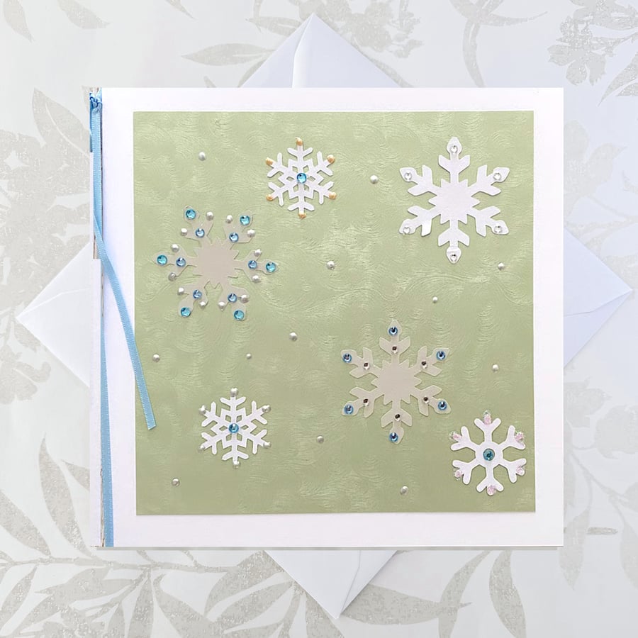 Christmas snowflake card - large sized handmade snowflake Christmas card