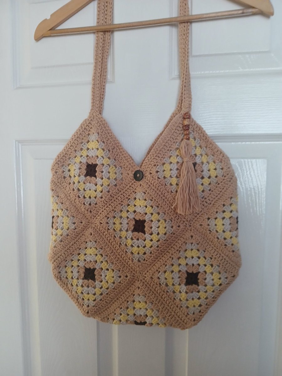Cotton Crochet bag, lined