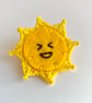 Sun brooch laughing embroidery with micro crochet sun rays