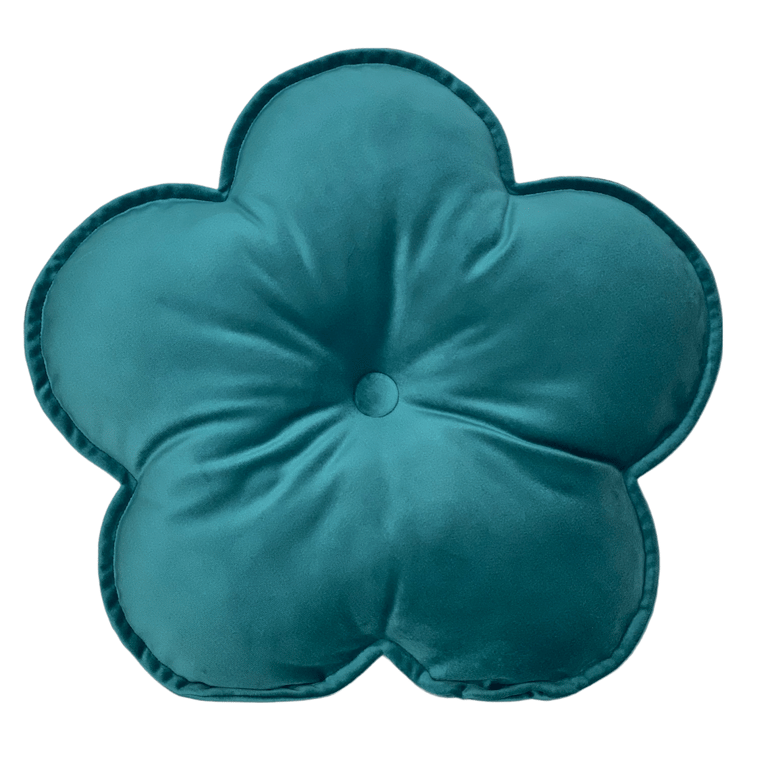 Teal Blue Velvet Flower Shaped Cushion Decorative Throw Pillow Nursery Decor
