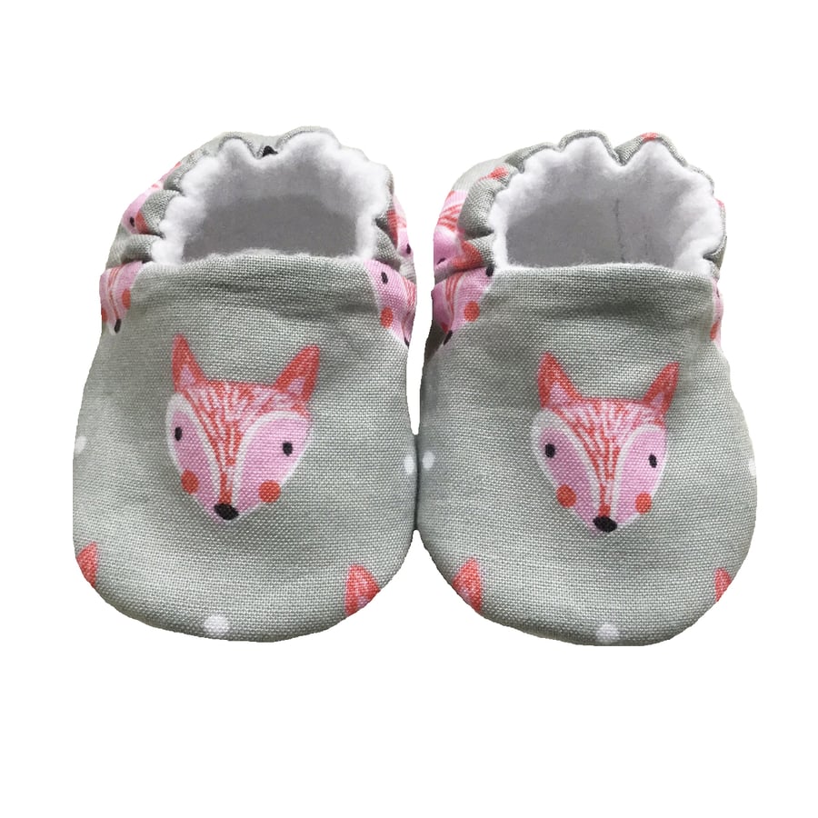 Baby Shoes first Walkers FOX HEADS Slippers Pram Shoes Gift Idea 0-24M
