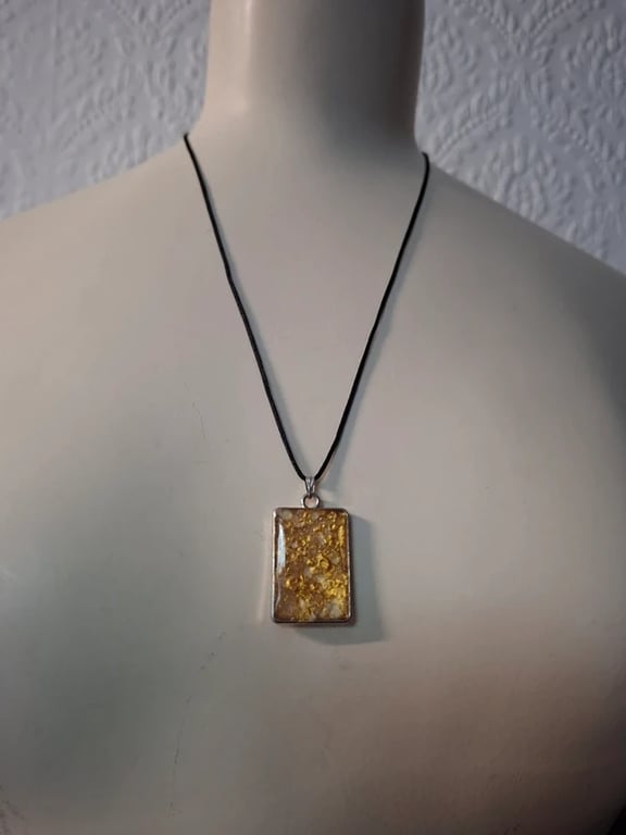 gold Sparkly Hand Made Resin Crafted Pendant 