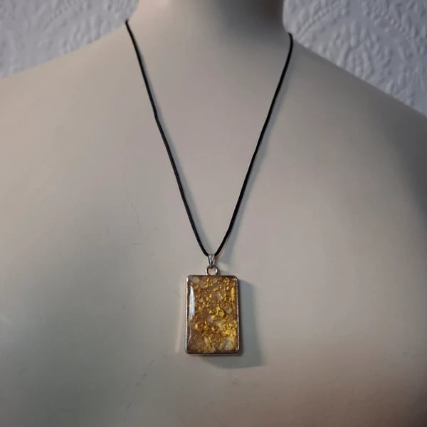 gold Sparkly Hand Made Resin Crafted Pendant 