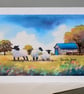 Comical Sheep, On Welsh Farm, Greetings Card, Blank inside for own message, A5 - Image 1
