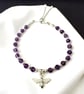Amethyst & Silver Bee Charm Bracelet, Faceted Gemstone with Adjustable Clasp - Image 10