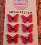 Six Red Butterfly Buttons – Ready to Fly Into Your Crafts - Image 1