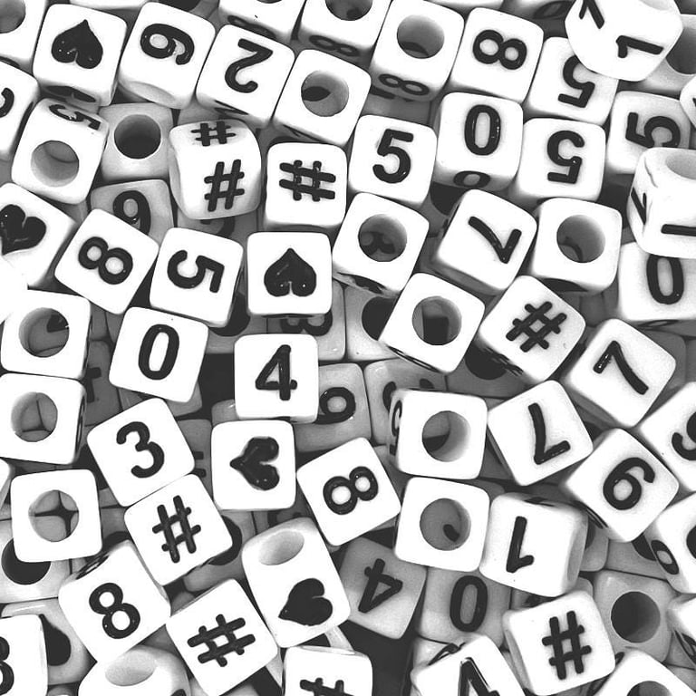 100pcs 6mm cube white single & mixed numbers Acrylic Beads for DIY Jewell