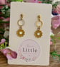 Yellow Flower Dangle Earrings, Enamel Floral Charms, Handmade Jewellery