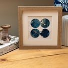 Originl Hand Printed Botanical Circle Cyanotype Art, Mounted