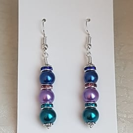 Gorgeous Peacock Panache Earrings - Silver tones - Design 4